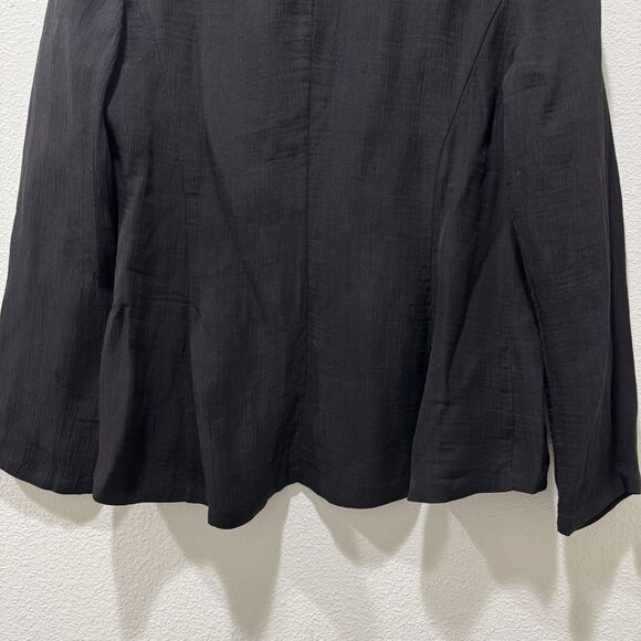 Eileen Fisher Crushed Silk Stand Collar Long Sleeve Open-Front Jacket Size M - Picture 8 of 8